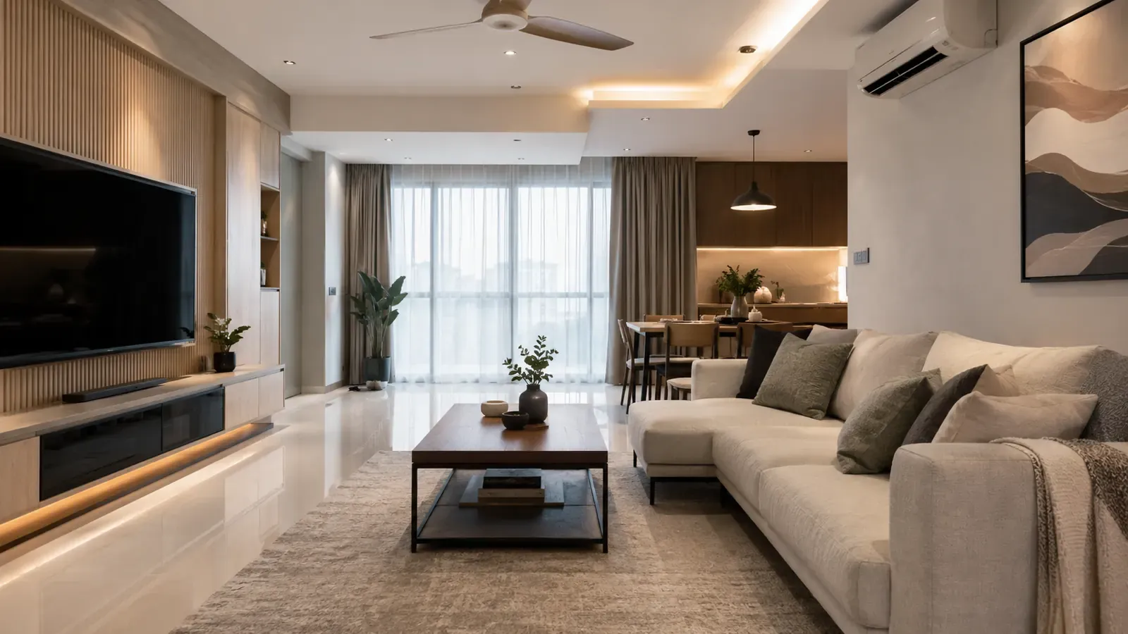 Modern Singapore living room used for renovation budget planning